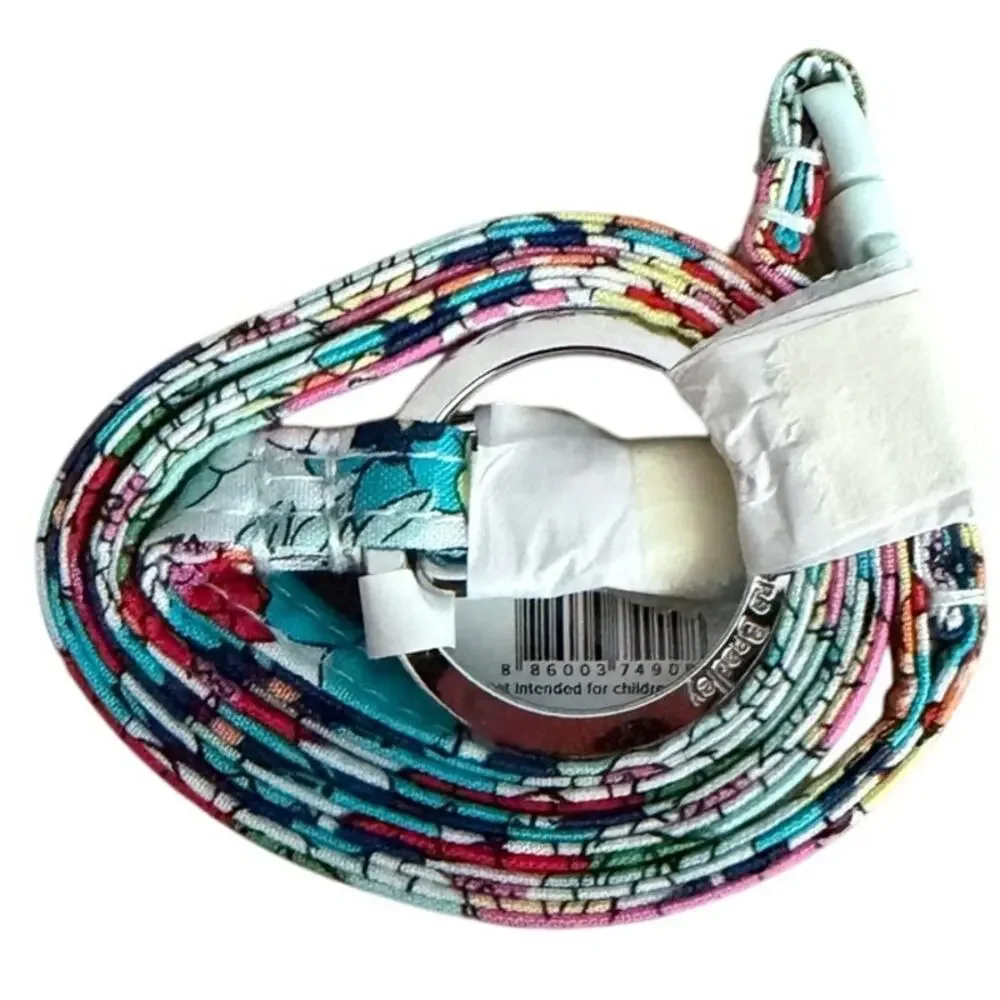 Vera Bradley Fabric Belt Turquoise Pink Floral Print Silver Buckle Women’s NWT